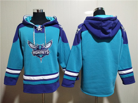 Men's Charlotte Hornets Blank Aqua Lace-Up Pullover Hoodie